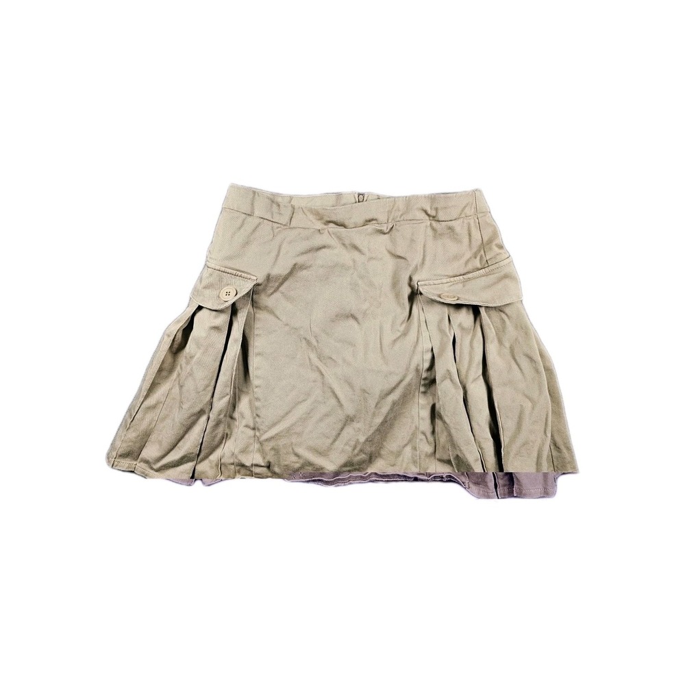 Lands End Khaki Skort Womens 8 Pleated Mini Skirt Built In Shorts Cotton